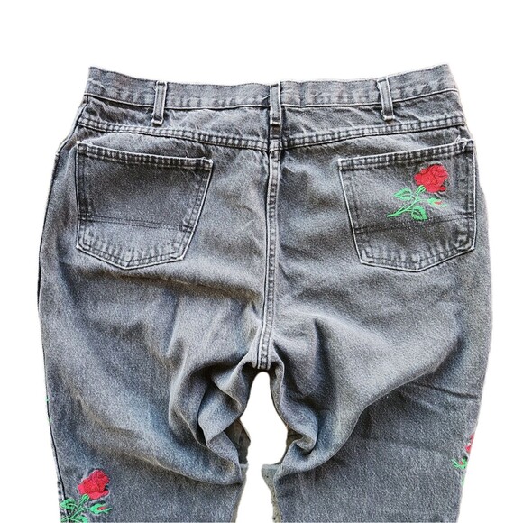Vtg Dickies Jeans Women 40x30 Embroidered Performing Arts Comedy & Tragedy Roses - Picture 11 of 15